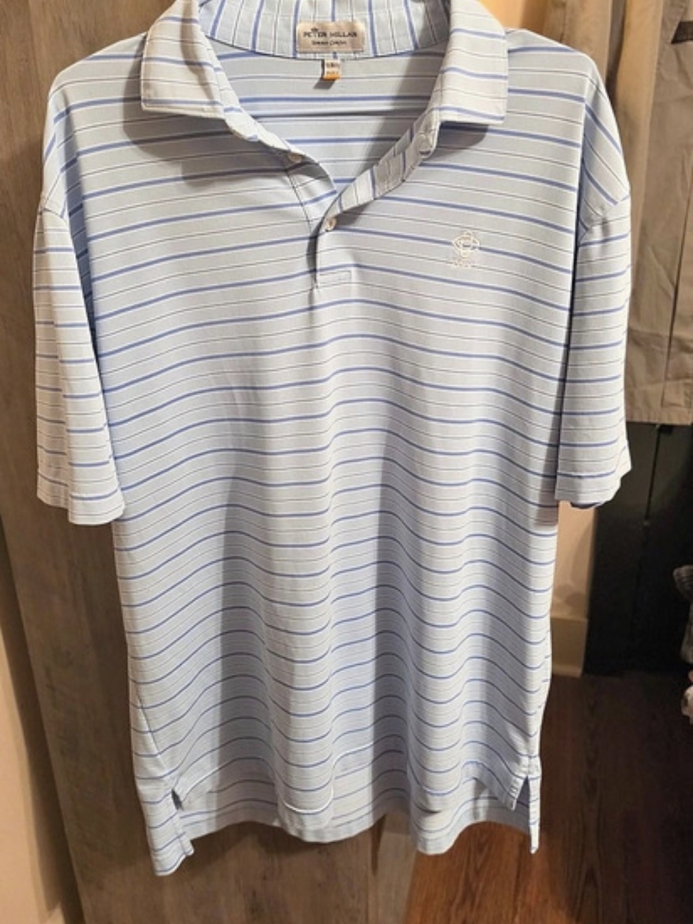 Peter Millar Summer Comfort Striped Performance Polo White & Blue